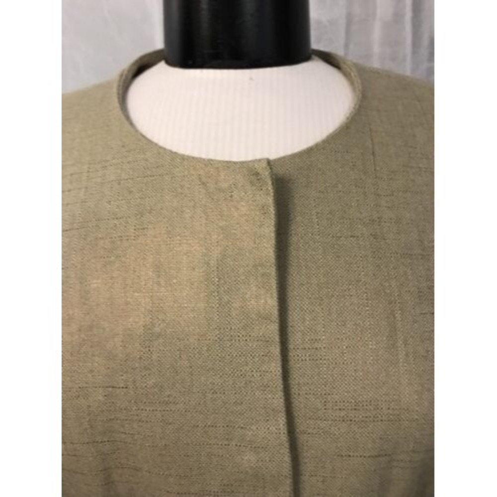 Michael Kors Women's Blazer Beige Linen Metallic Crop Fully Lined Size 6 - Picture 3 of 12